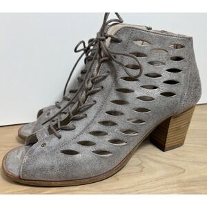 PAUL GREEN Bali Metallic Leather Caged Bootie Sandal Heel Shoes UK 4.5 US 7 Edgy